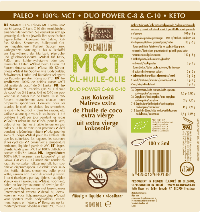 Premium MCT duo-power C-8 & C-10 etiket
