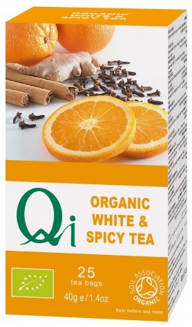 witte thee 80%, kaneel, kruidnagel, natuurlijk aroma van sinaas.