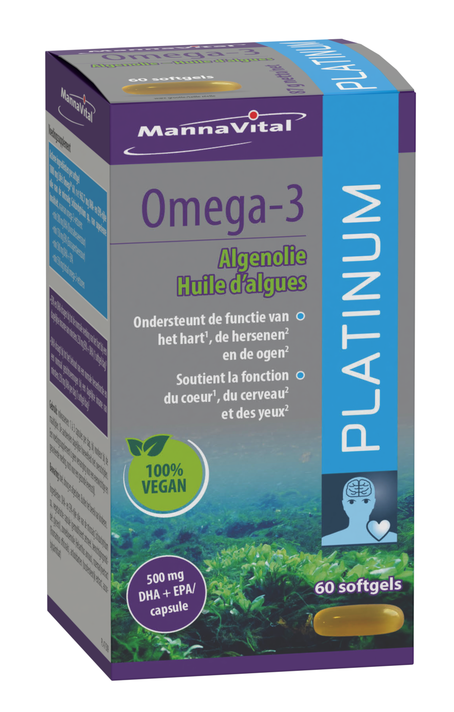 OMEGA-3 PLATINUM ALGENOLIE 500 MG DHA + EPA/CAPS